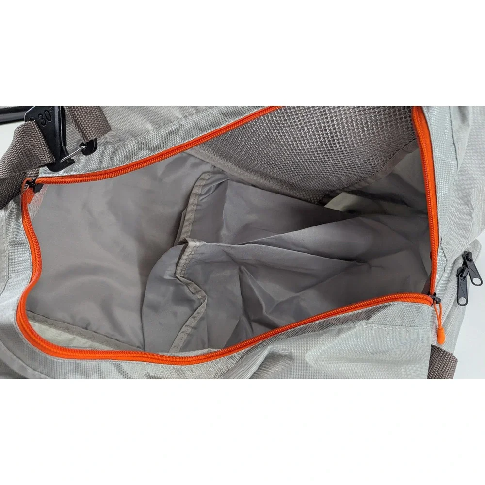 Nike Grey Ripstop Duffel Bag Orange Trim Gym Travel Sports Bag with Shoe Pocket